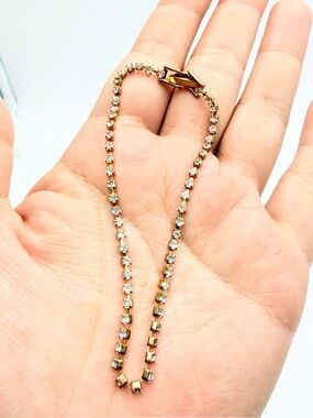 Rose Gold Plated Crystal Tennis Bracelet with Box Clasp